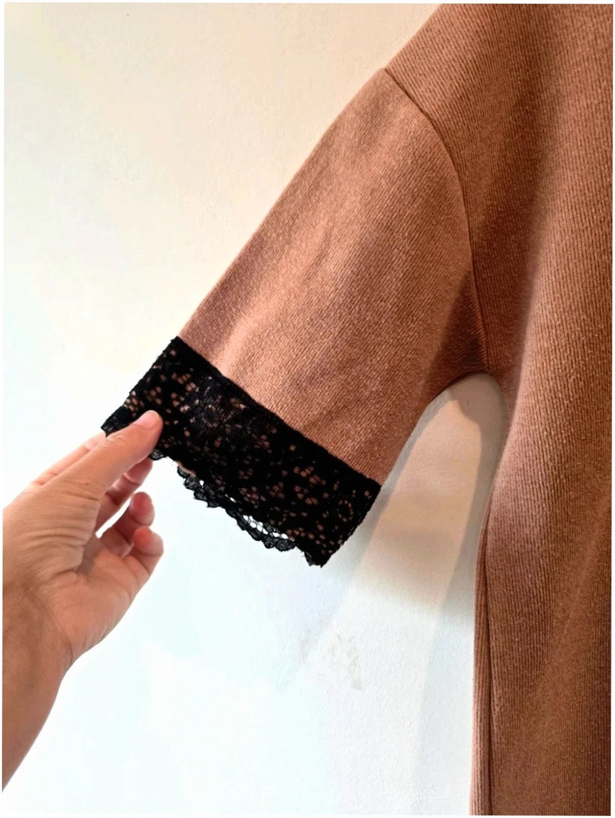 Vestido de punto en beige y negro de Zara -Talla S 4