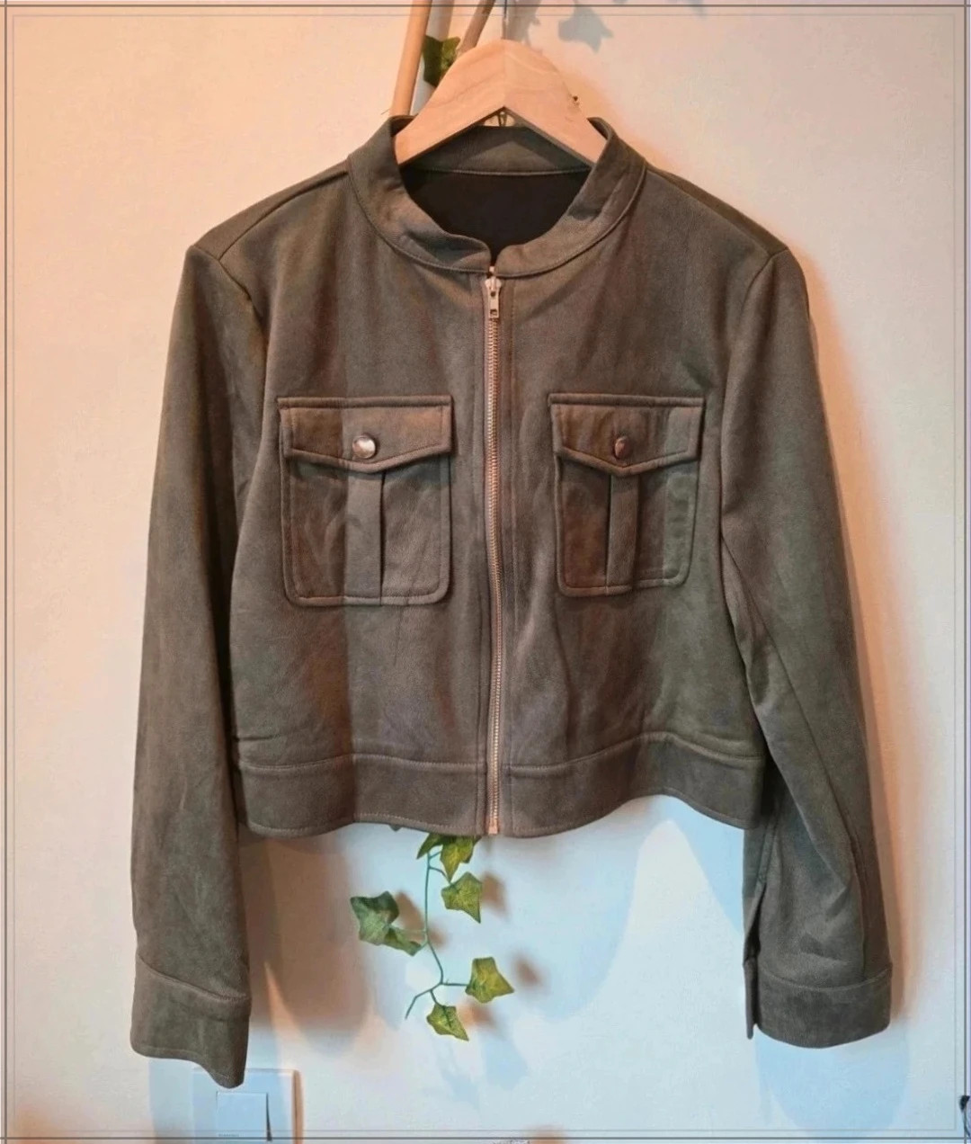 Cazadora verde de ante de Shein-Talla L -Nueva! 1