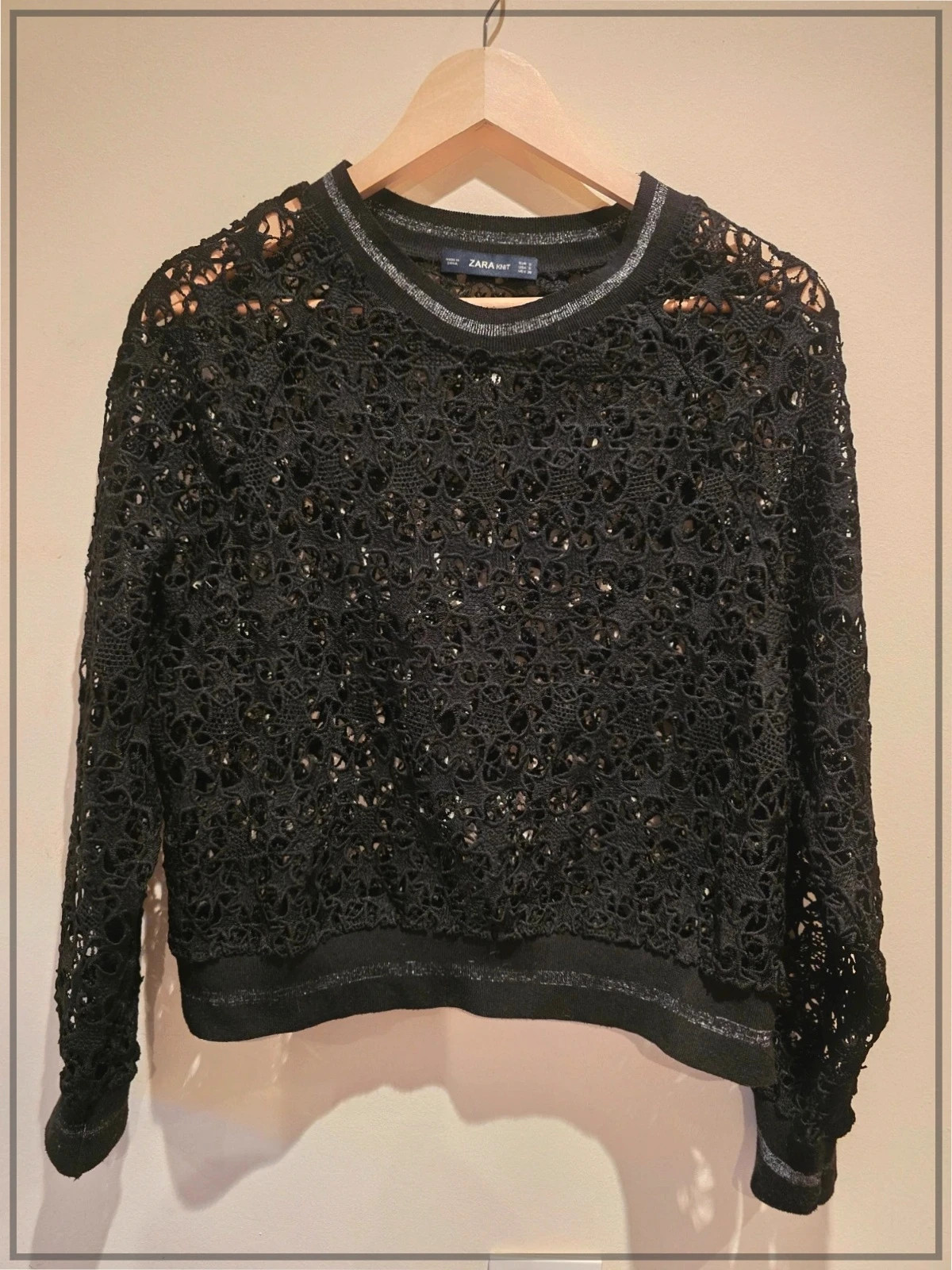 Jersey lurex negro calado de Zara -talla S 1