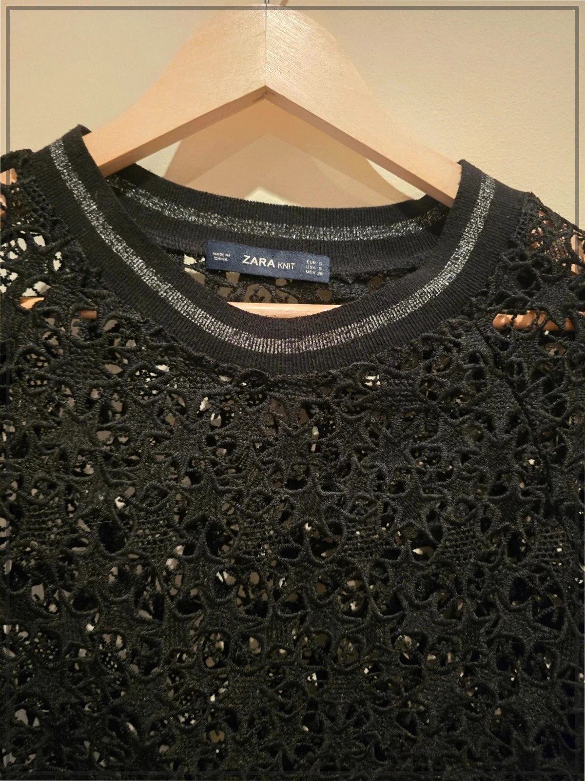 Jersey lurex negro calado de Zara -talla S 3