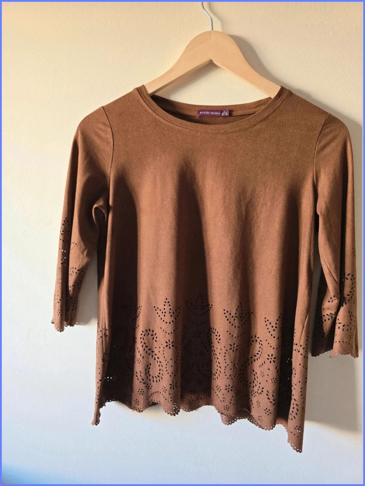 Top antelina marrón troquelado Bershka Talla S (36) - Estilo Boho / Folk 2