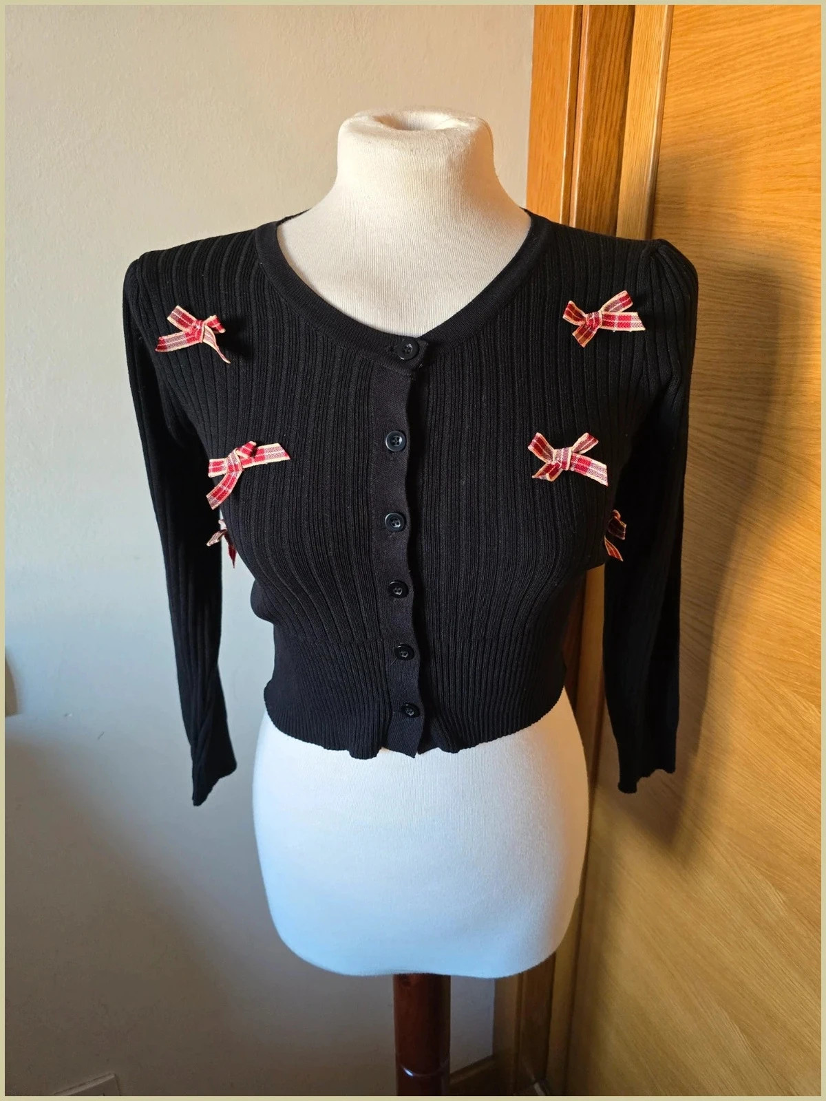 Cardigan negro canale con lazos -talla S 1