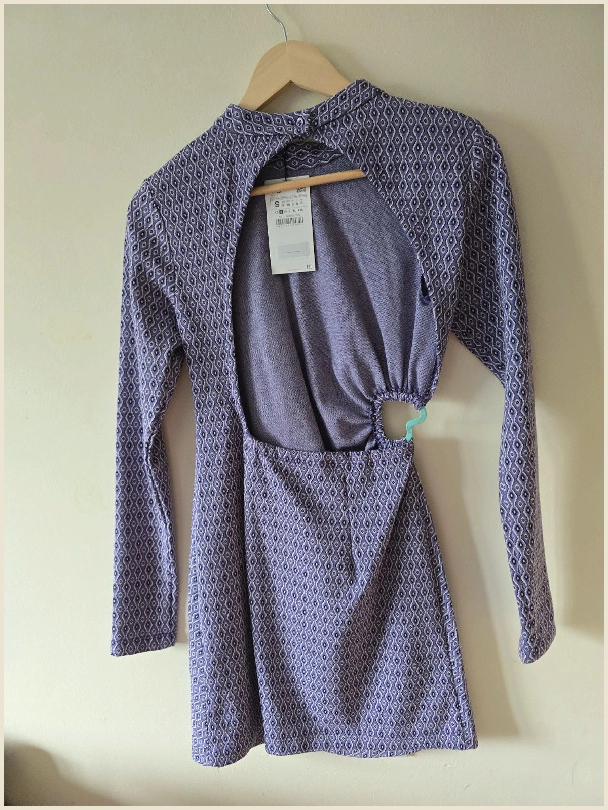 Vestido punto corto jacquard lila cut-out Zara (Nuevo con etiqueta) - Talla S 2