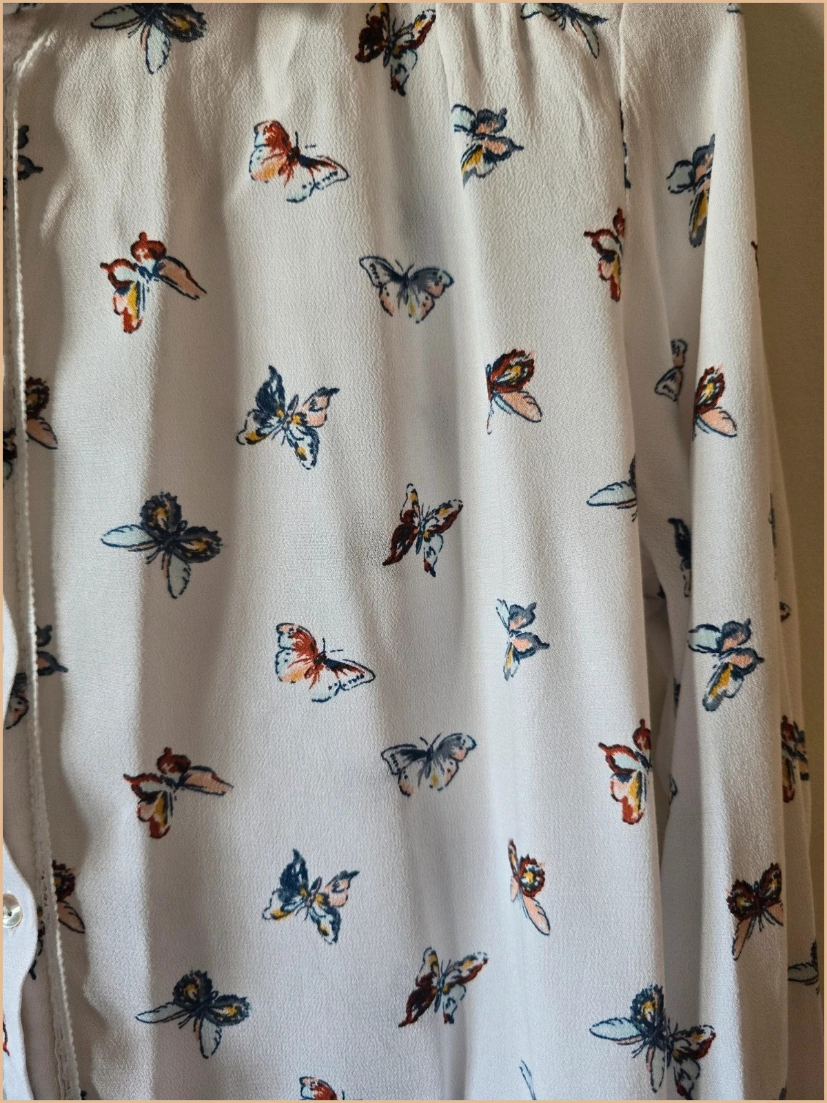 Camisa/Blusa Springfield Talla 42 (L) - Estampado mariposas blanca 4