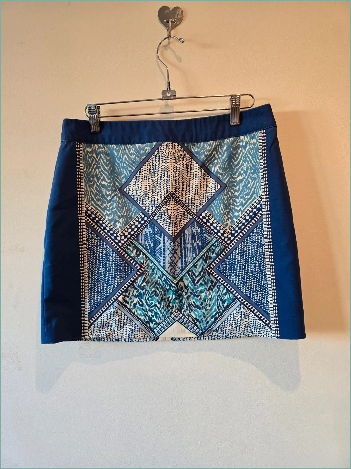 Falda azul estampado etnico de H&M -talla 38 1