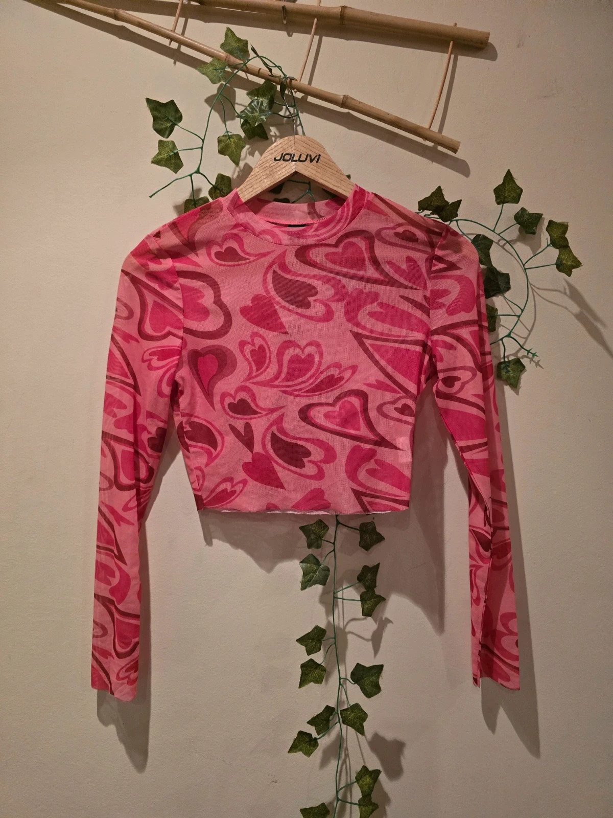 Top de corazones rosa de Shein-talla S 1
