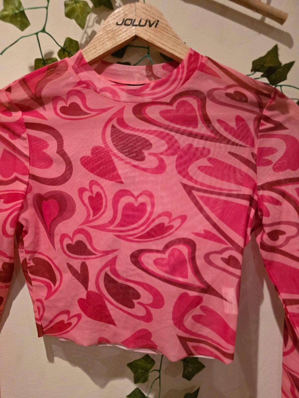 Top de corazones rosa de Shein-talla S 3