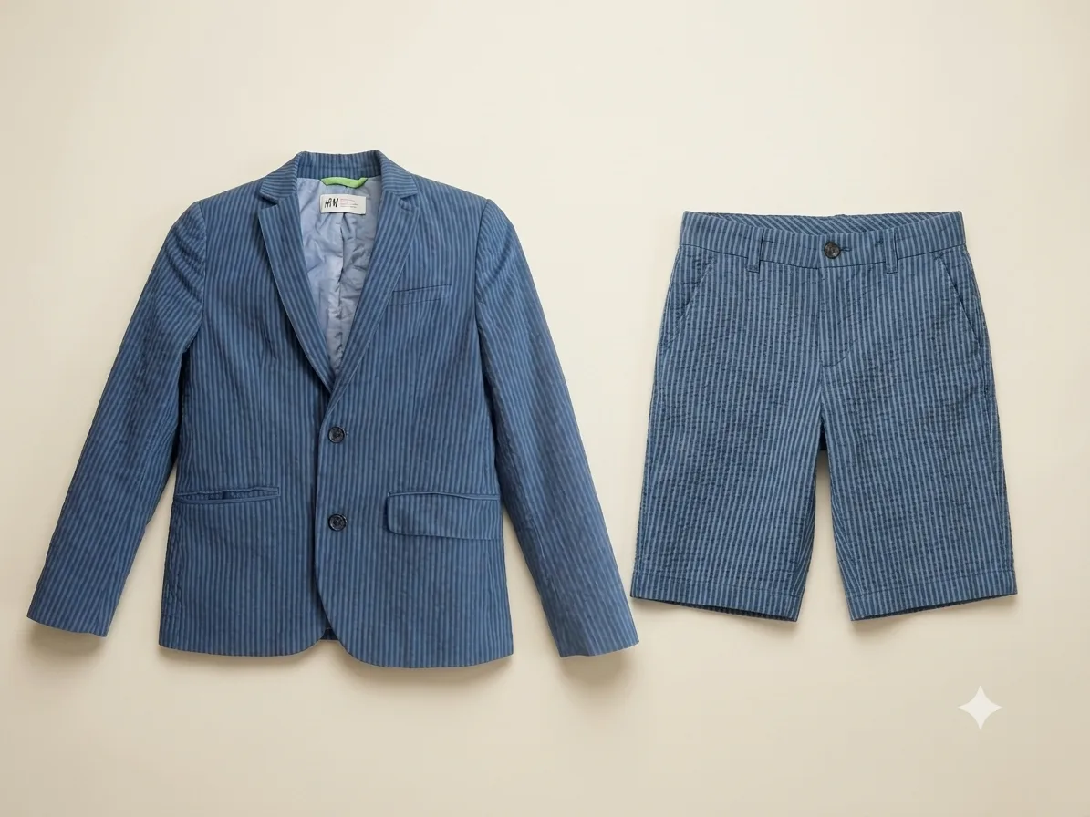 H&M elegáns kék csíkos kisfiú zakó 1