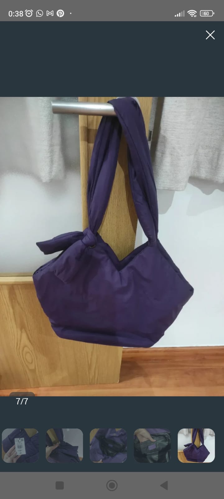 Bolso de hombro acolchado colro morado nuevo con etiquetas. Marca SCALPERS 2