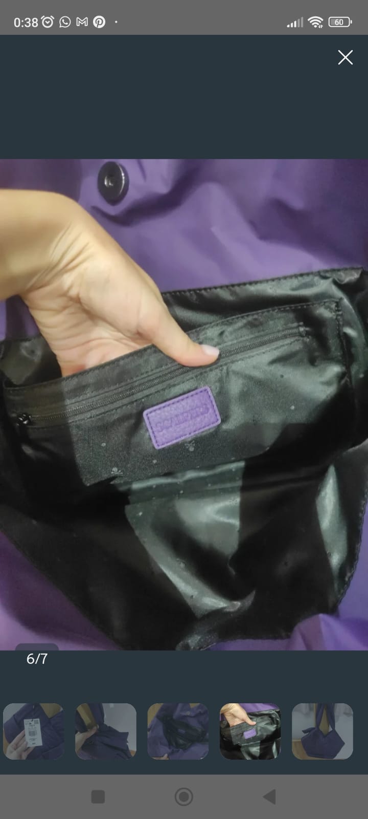 Bolso de hombro acolchado colro morado nuevo con etiquetas. Marca SCALPERS 3