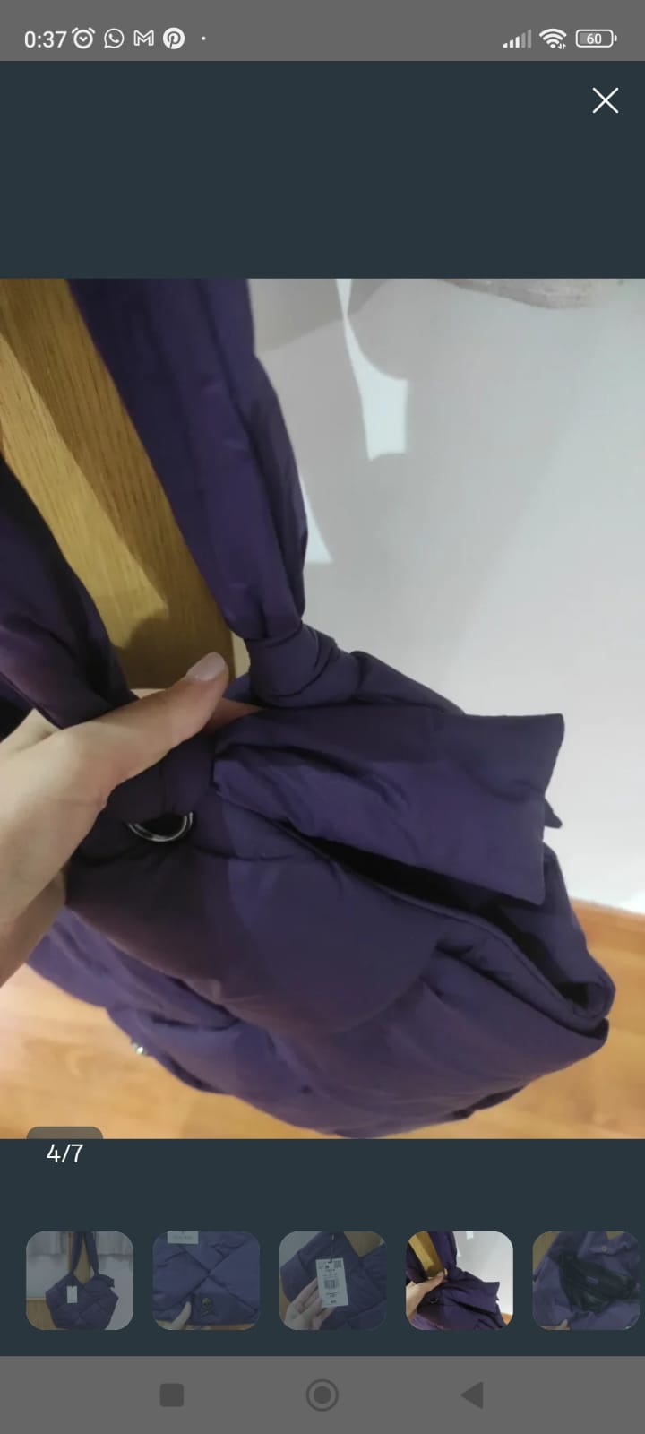 Bolso de hombro acolchado colro morado nuevo con etiquetas. Marca SCALPERS 4