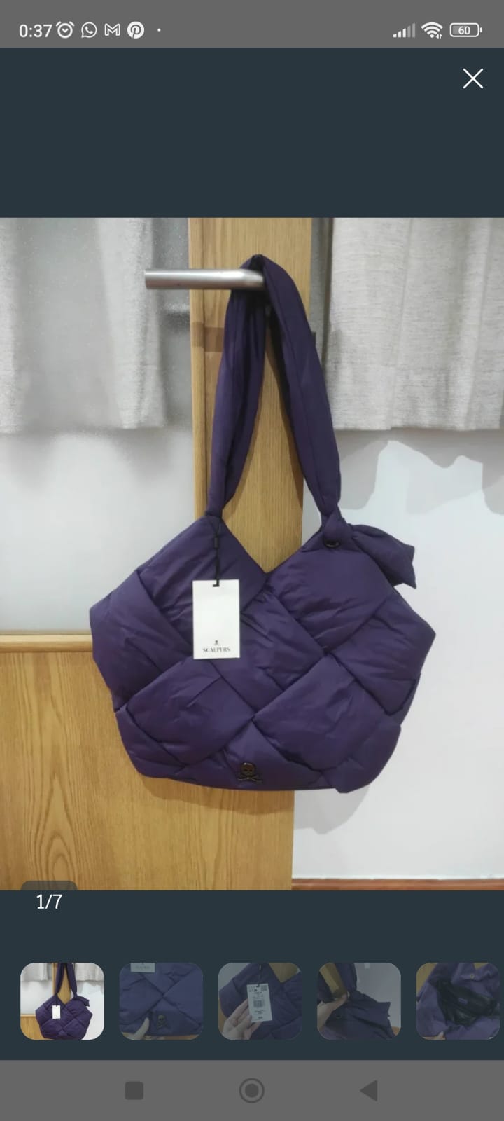 Bolso de hombro acolchado colro morado nuevo con etiquetas. Marca SCALPERS 1
