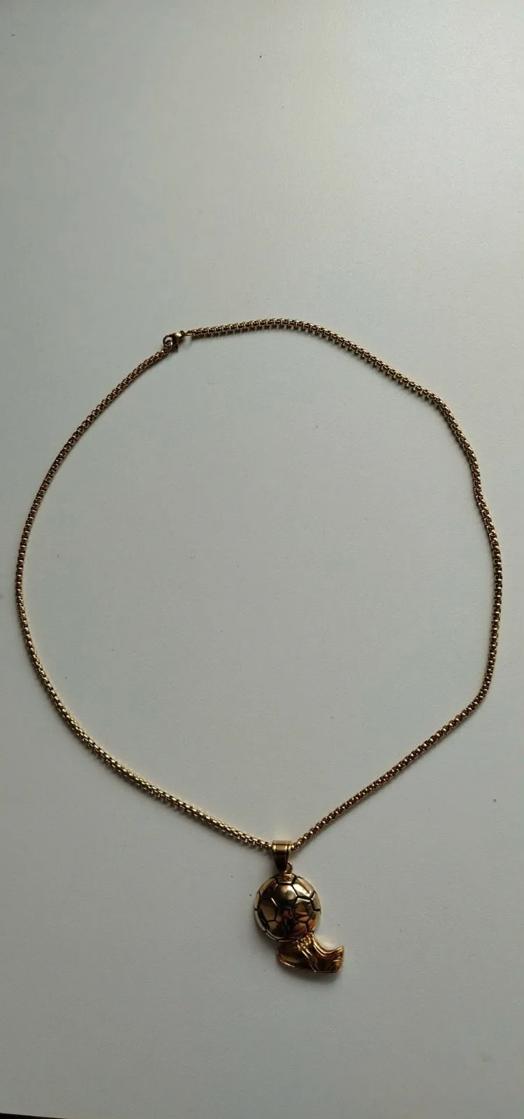 Focis férfi nyaklánc nemesacél arany labda + cipő 60cm 3mm új 2