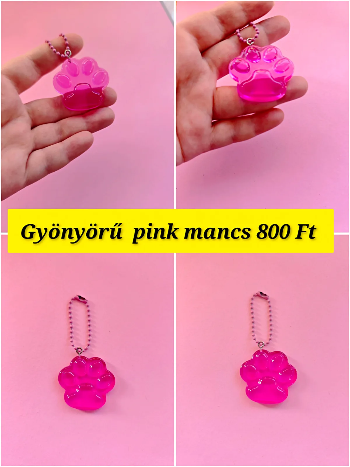 Gyönyörű pink mancs kulcstartó 1