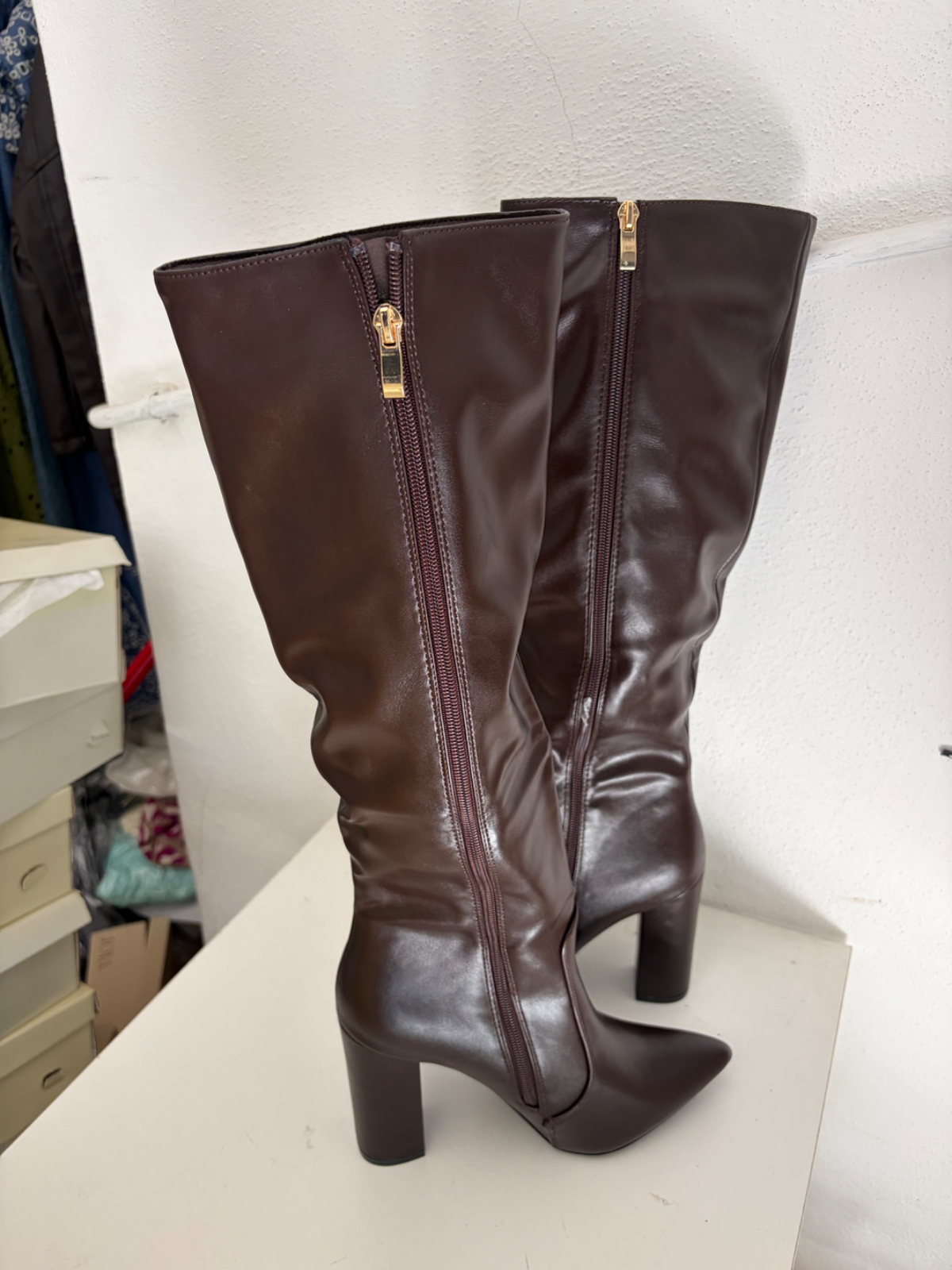 Stivali donna marrone con zip tg 40 nuovo 2