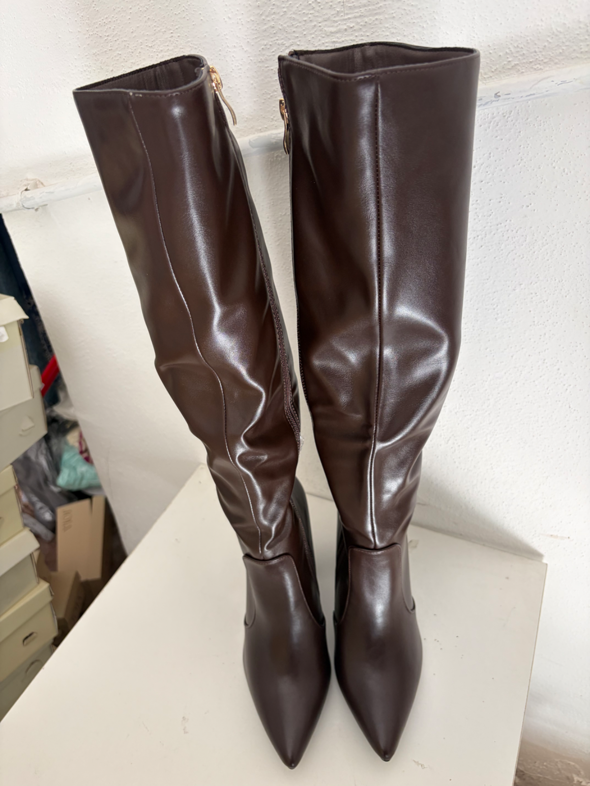 Stivali donna marrone con zip tg 40 nuovo 3