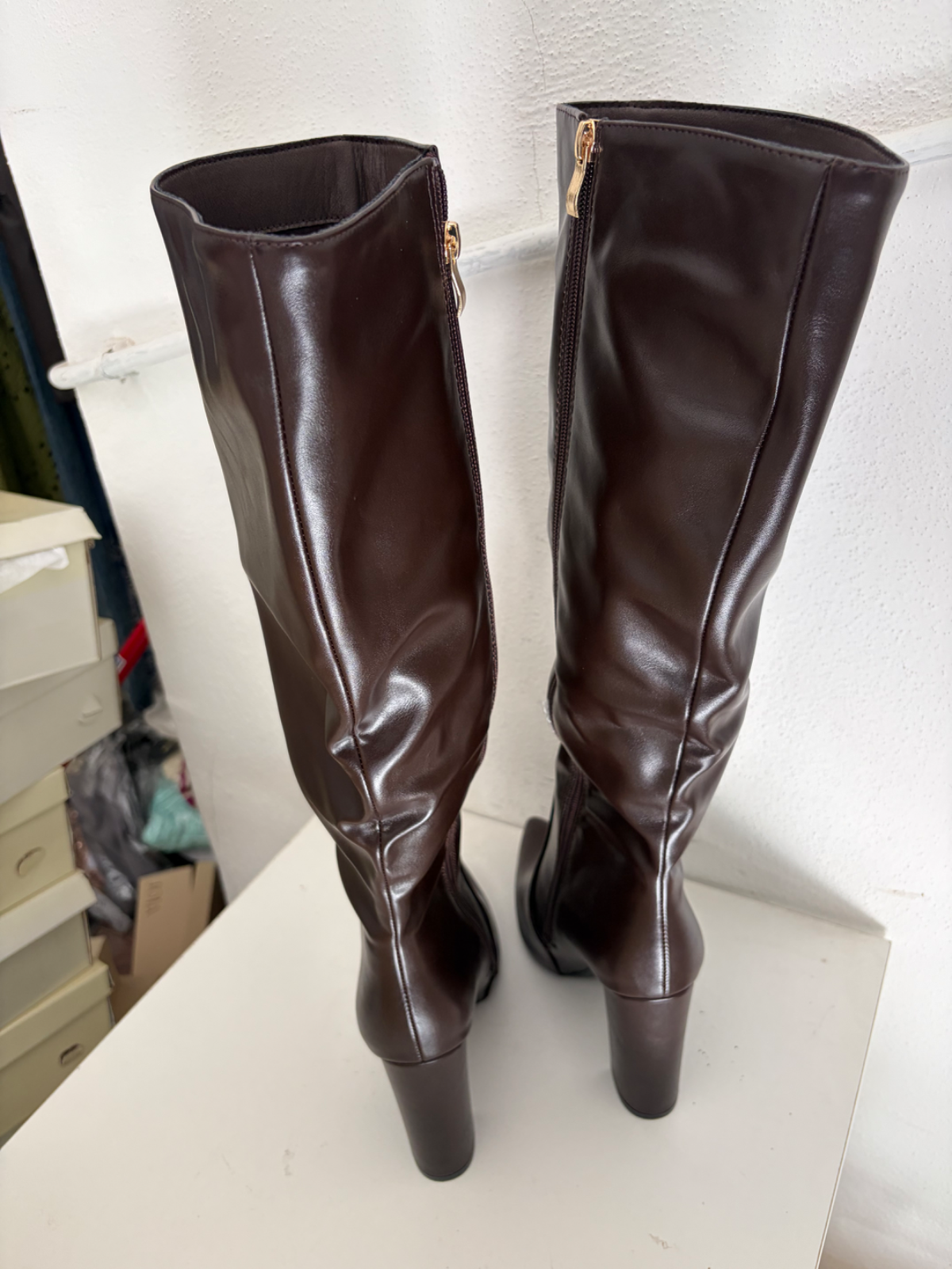 Stivali donna marrone con zip tg 40 nuovo 4