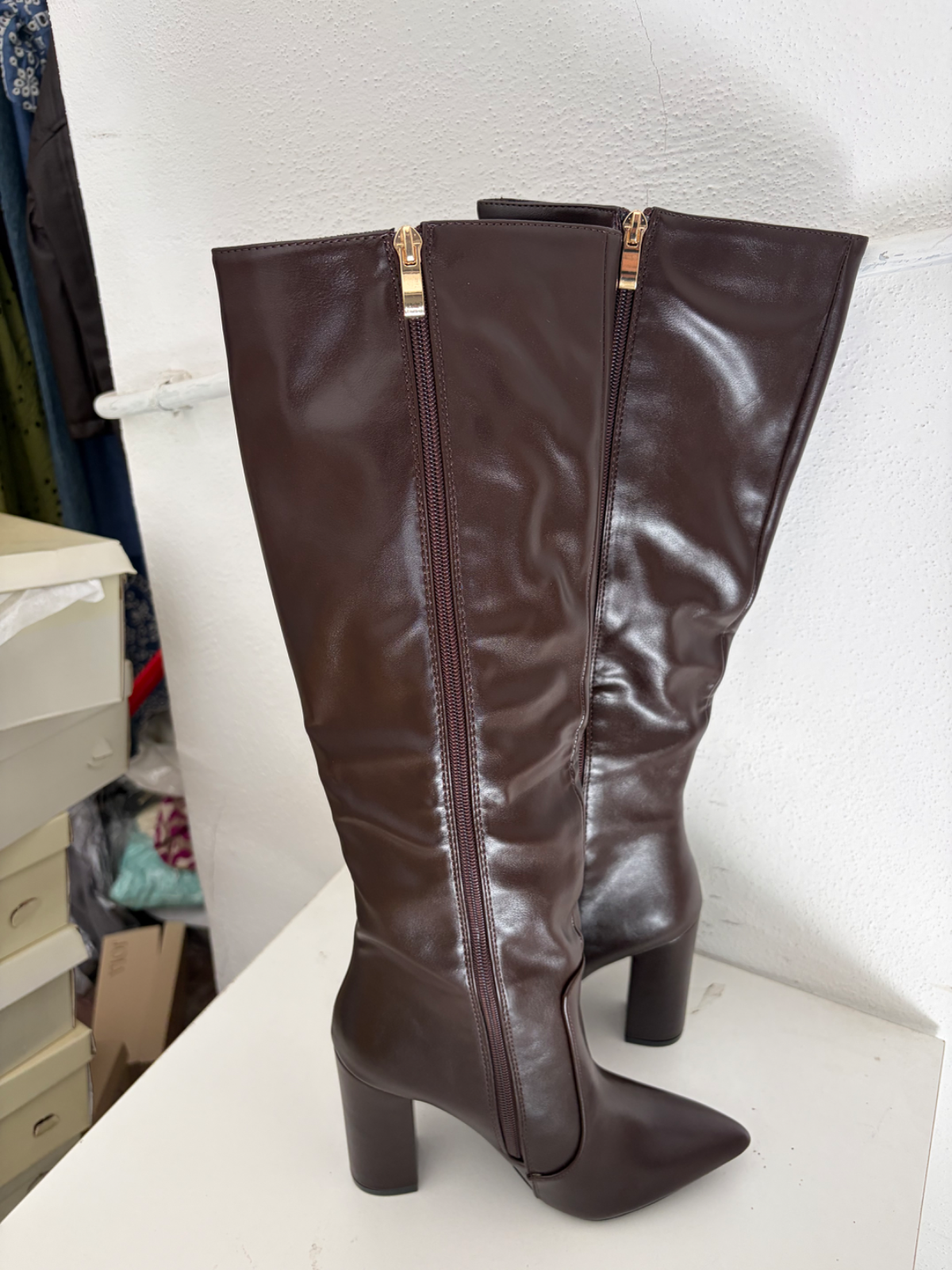 Stivali donna marrone con zip tg 38 nuovo 2