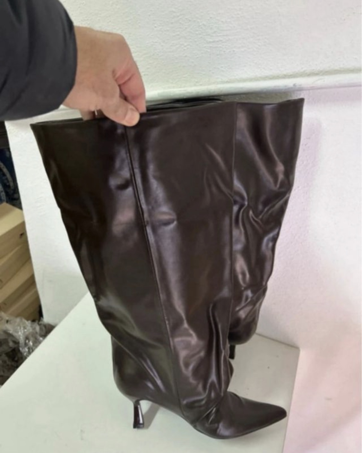 Stivali donna marrone gambale largo tg 39 nuovo 2