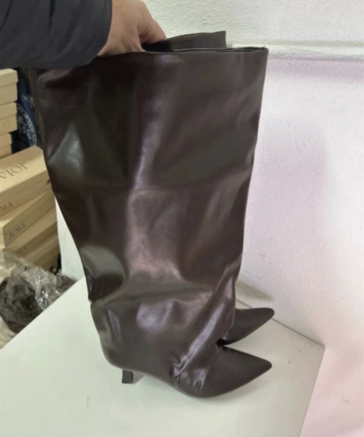Stivali donna marrone gambale largo tg 39 nuovo 4