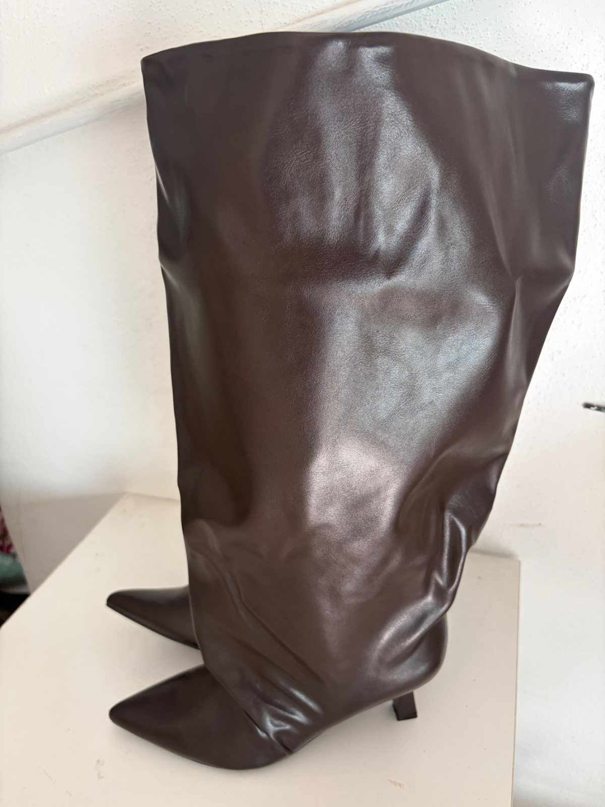 Stivali donna marrone gambale largo tg 37 nuovo 2
