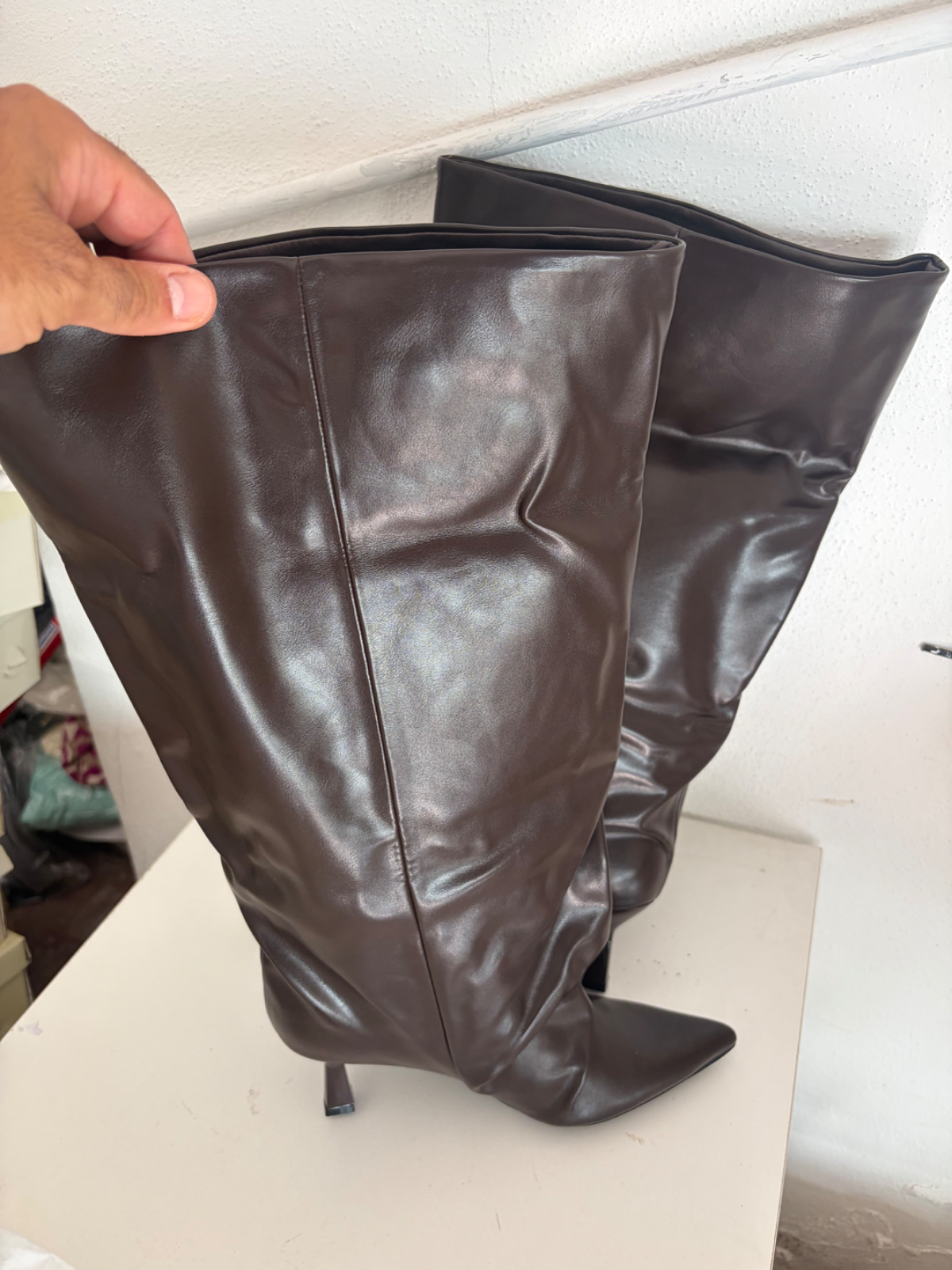 Stivali donna marrone gambale largo tg 37 nuovo 3