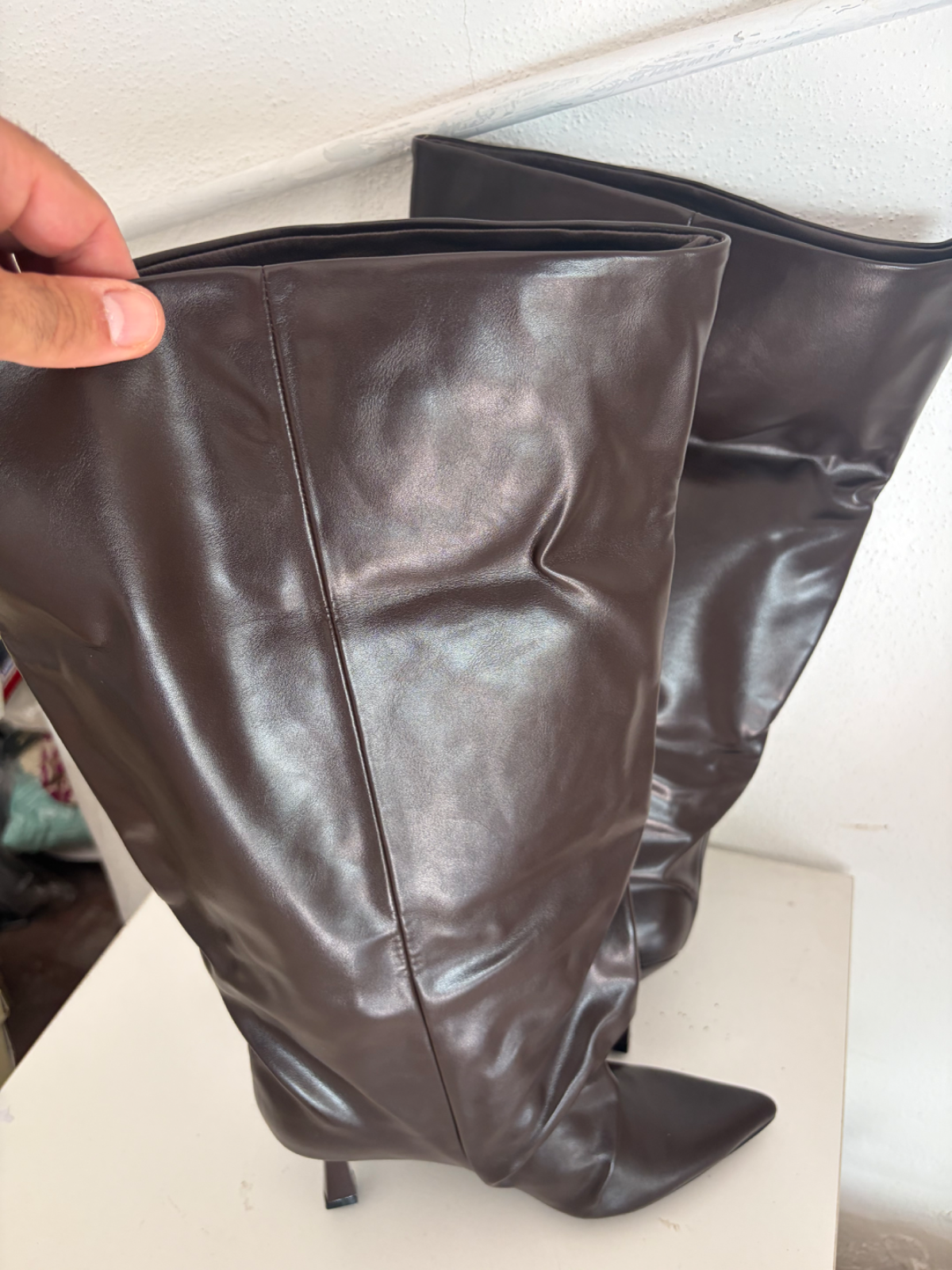 Stivali donna marrone gambale largo tg 37 nuovo 4