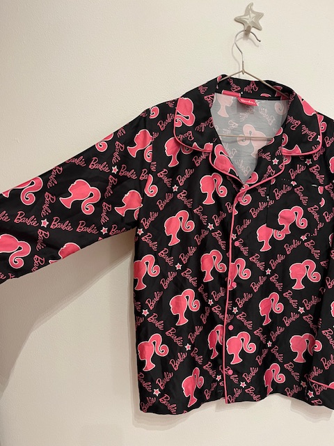 Barbie pink fekete fényes pizsama felső 1