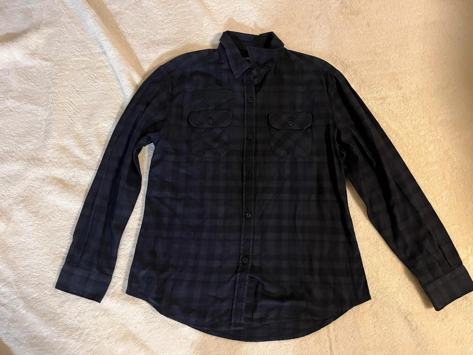Harley-Davidson Women's Applique Plaid Flannel Relaxed Fit Shirt 1