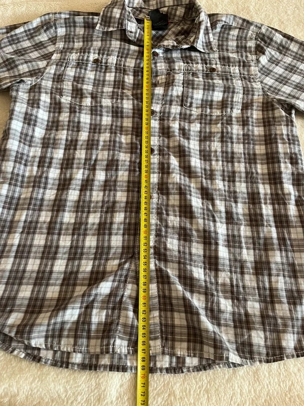 The North Face Men’s Short Sleeve Plaid Button Down Shirt Brown Gray White 2