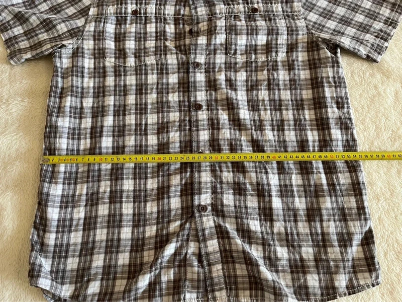 The North Face Men’s Short Sleeve Plaid Button Down Shirt Brown Gray White 4