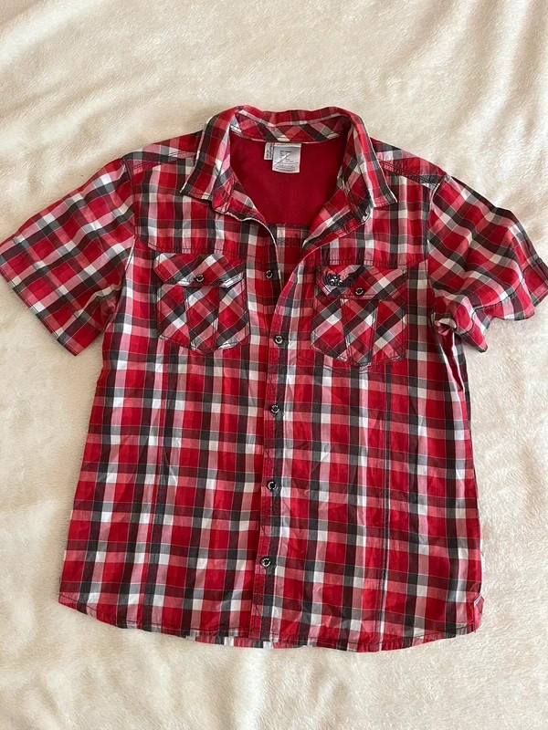 Jack Wolfskin Outdoor Plaid Button Up Shirt Red White Gray 1