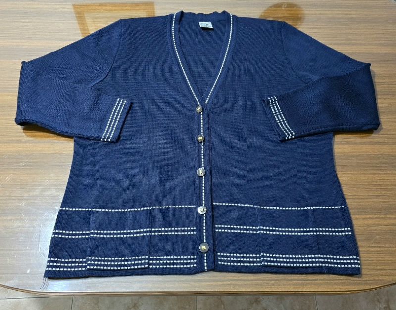 Cardigan Talla 48 Vintage azul marino y blanco 3