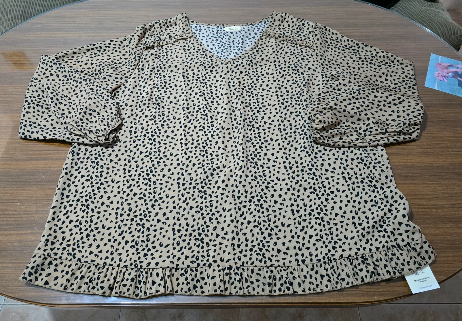 Blusa manga larga marrón y negra T.54 2