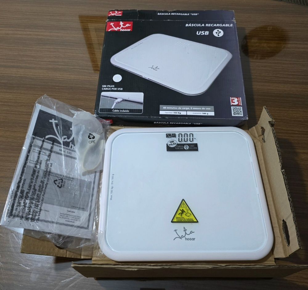 Báscula Digital Recargable USB Jata Hogar Hasta 150 kg 1