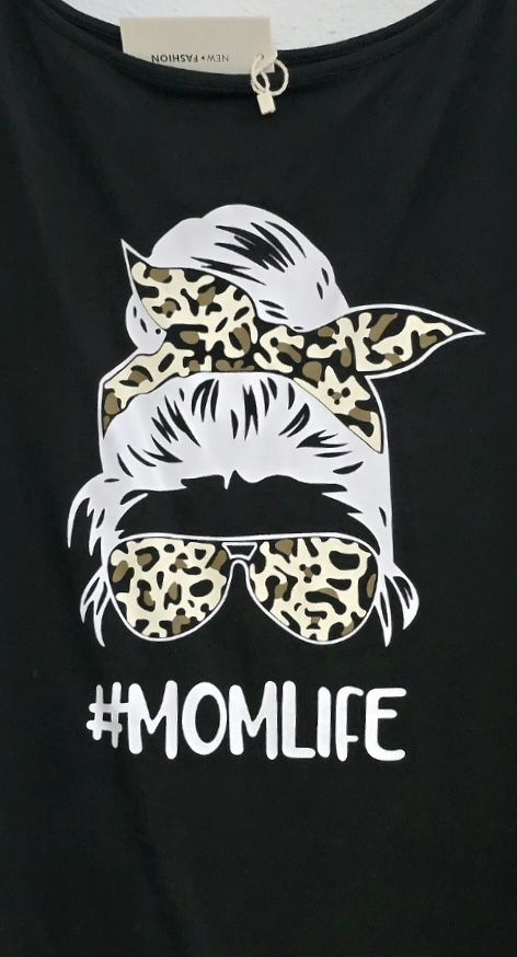 Camiseta Negra manga larga Talla 52 #MomLife Leopard Print 3