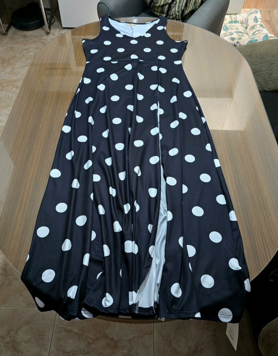 Vestido largo lunares abertura lateral Talla M 2
