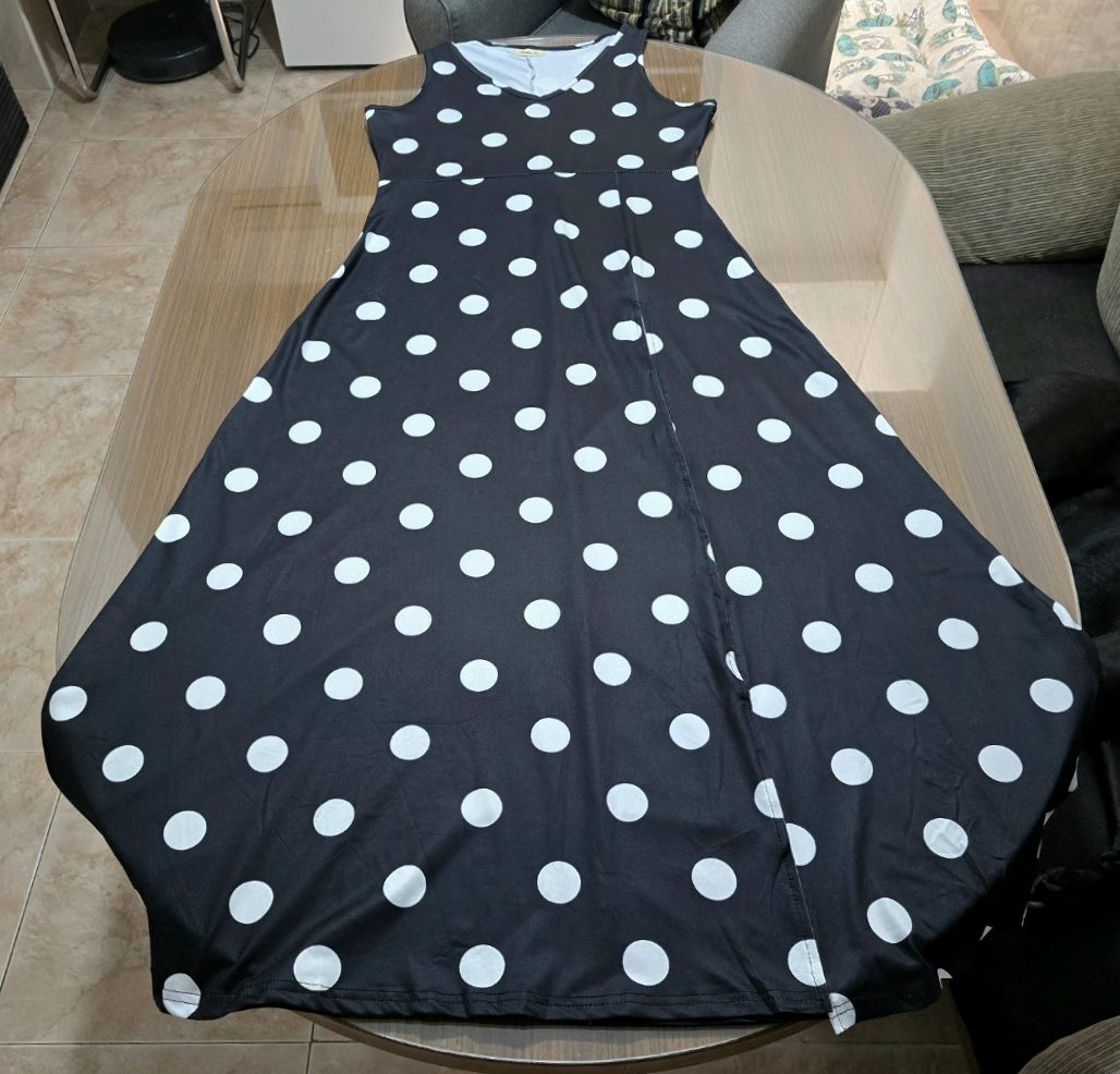 Vestido largo lunares abertura lateral Talla M 3