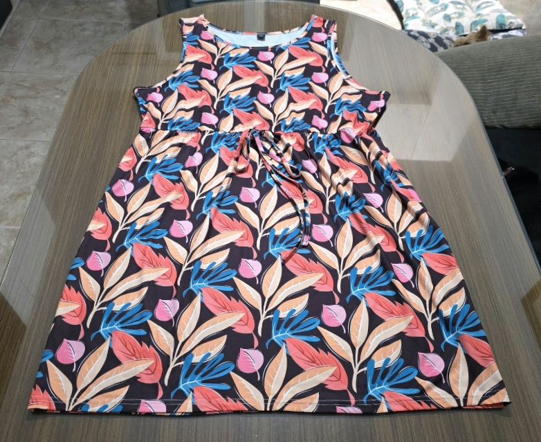 Vestido sin mangas estampado tropical 2