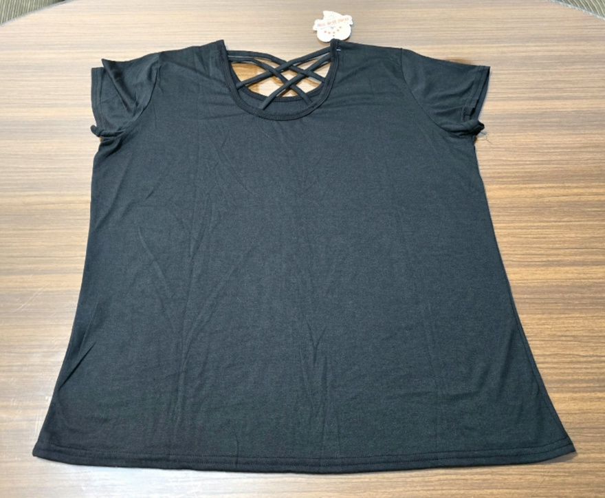 Camiseta Talla 2XL/3XL negra tiras cruzadas 4