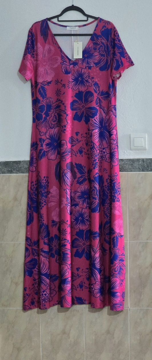 Vestido largo floral Boho Y2K XXL 1