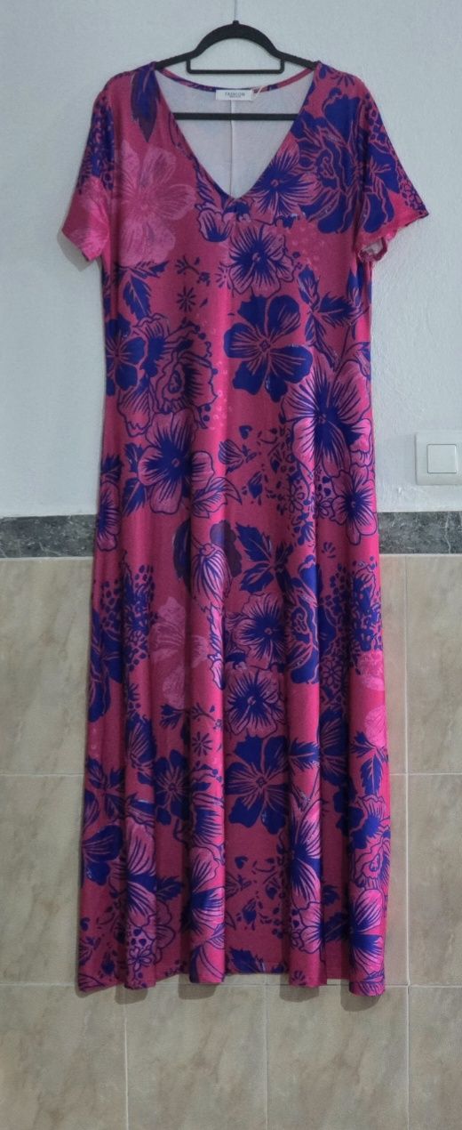 Vestido largo floral Boho Y2K XXL 4