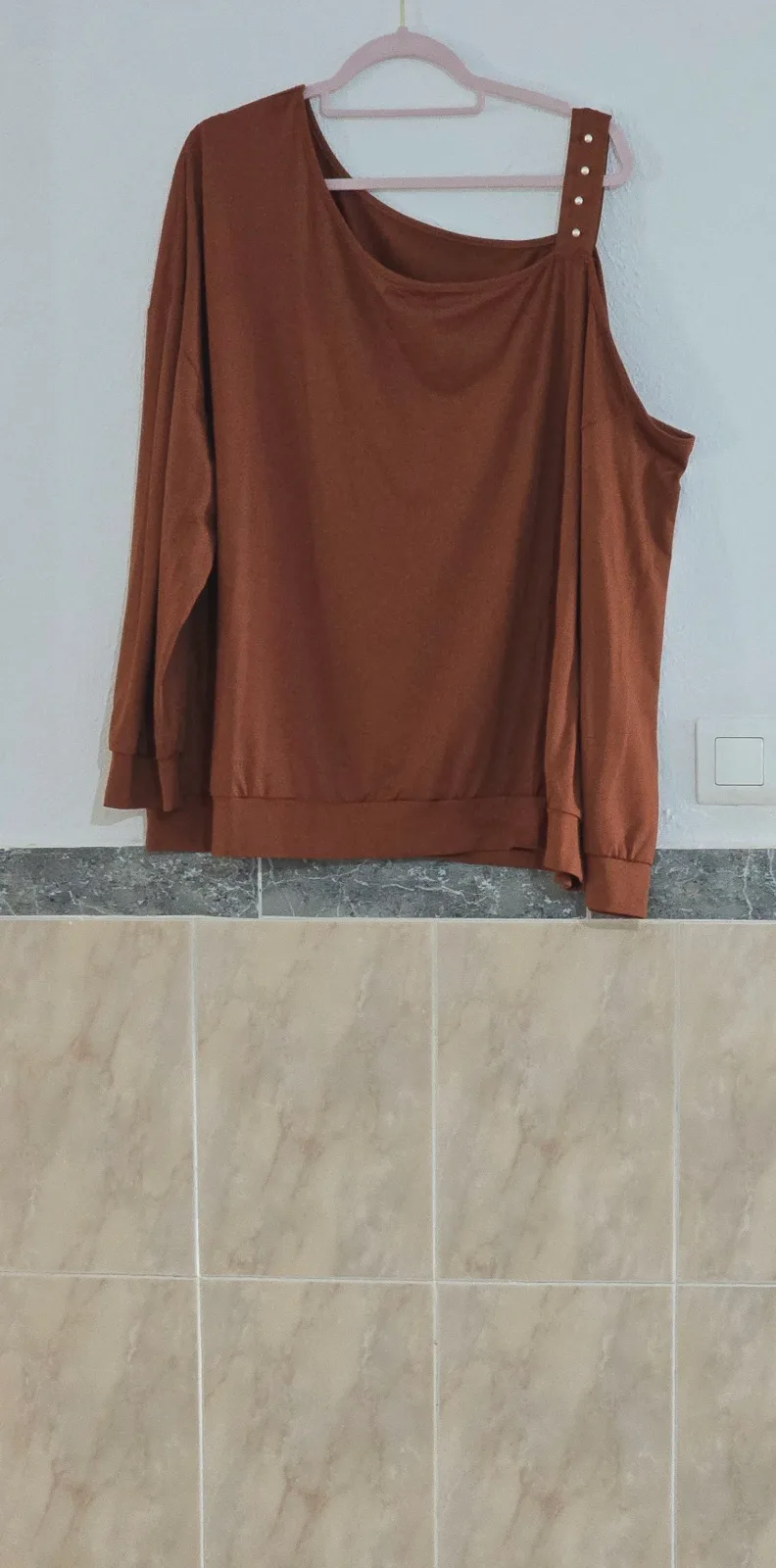 Sudadera adorno perlas marrón/caldera 1