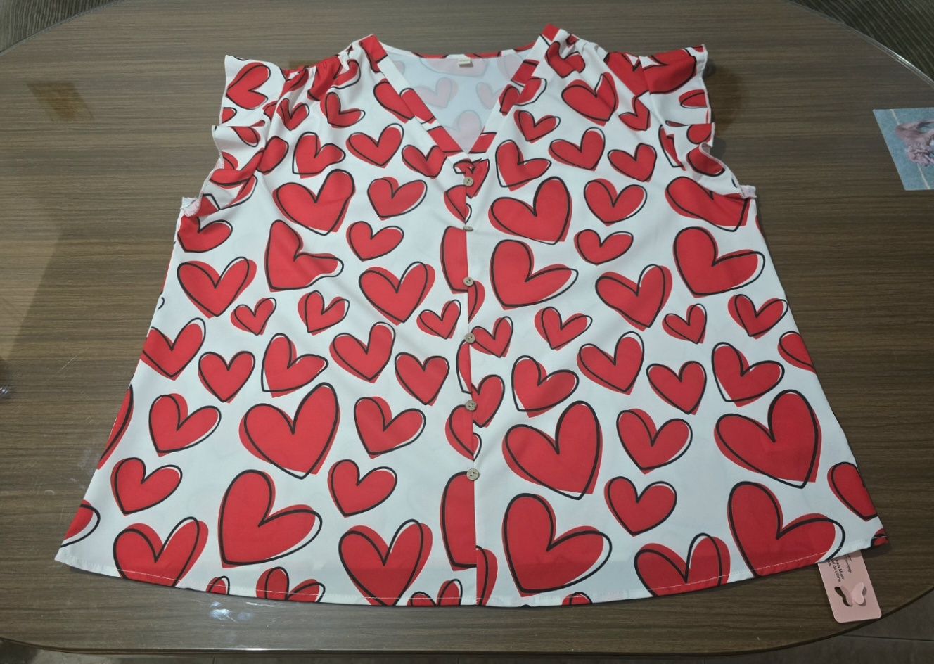 Blusa Talla 50 blanca estampado corazones 2
