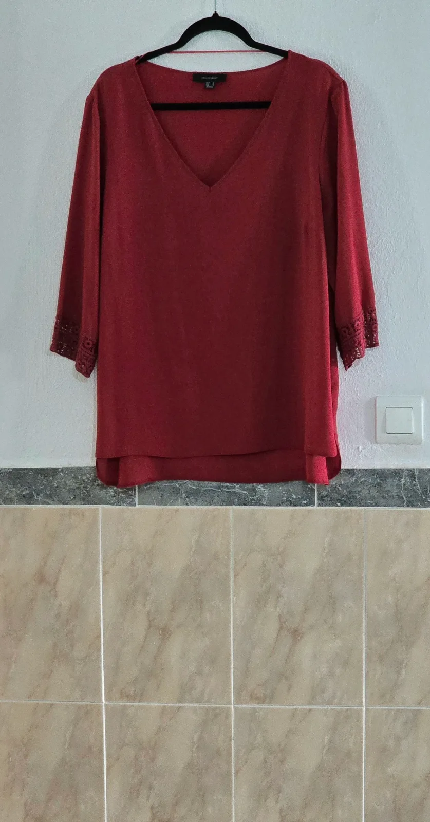 Blusa burdeos-teja vintage Talla 48 encaje 1