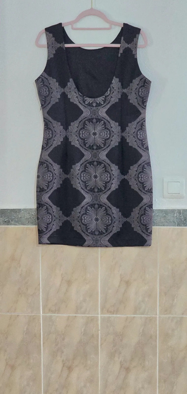 Vestido Talla 42 negro y gris estampado 2