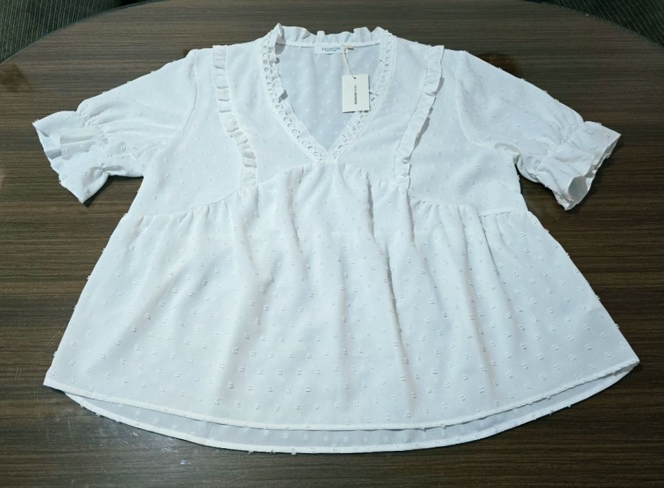 Blusa Talla 48 blanca plumeti volantes 4