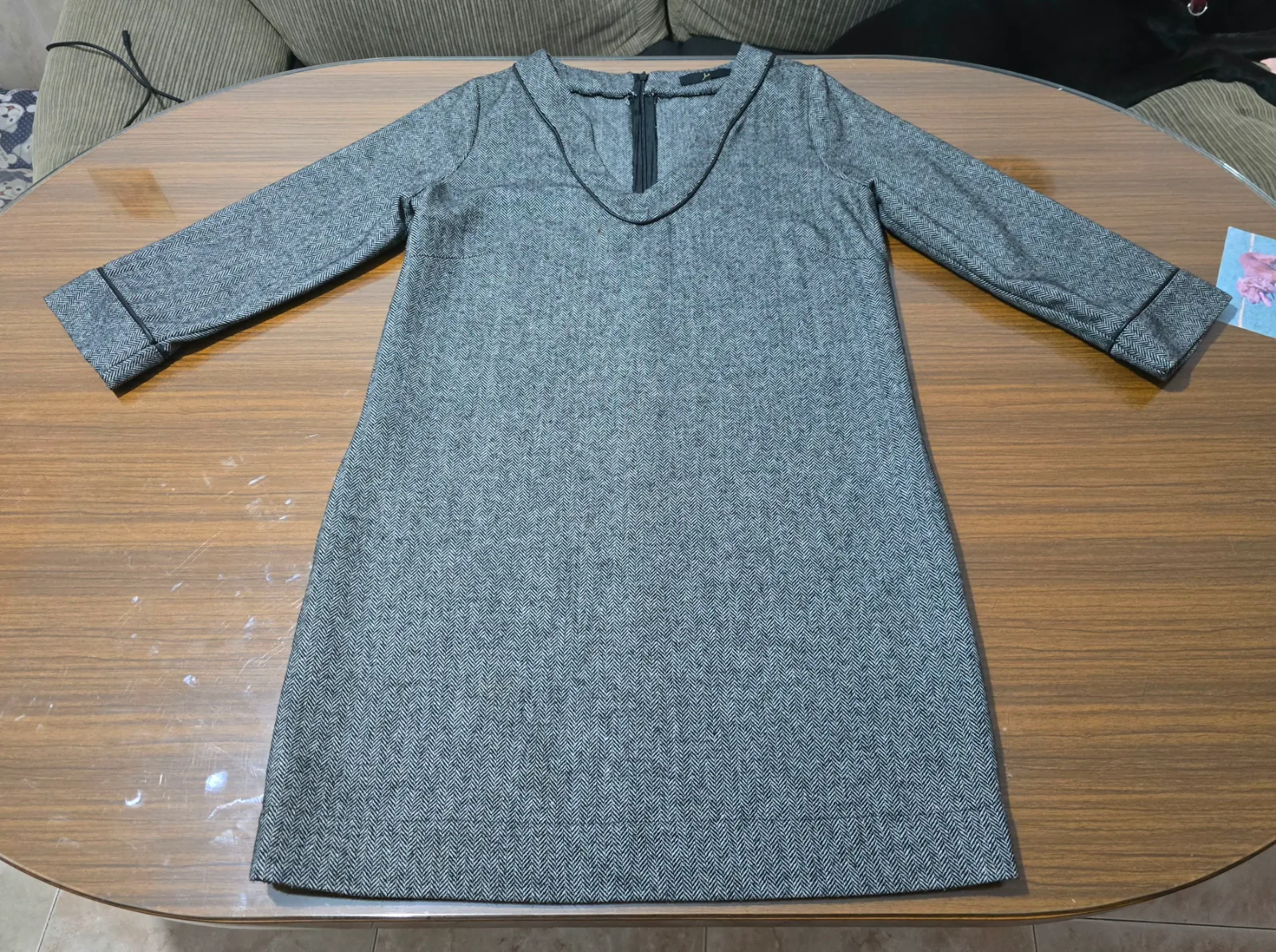 Vestido Jad gris espiga media manga 3