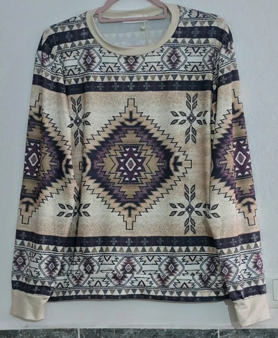 Camiseta mujer manga larga M boho tribal 2