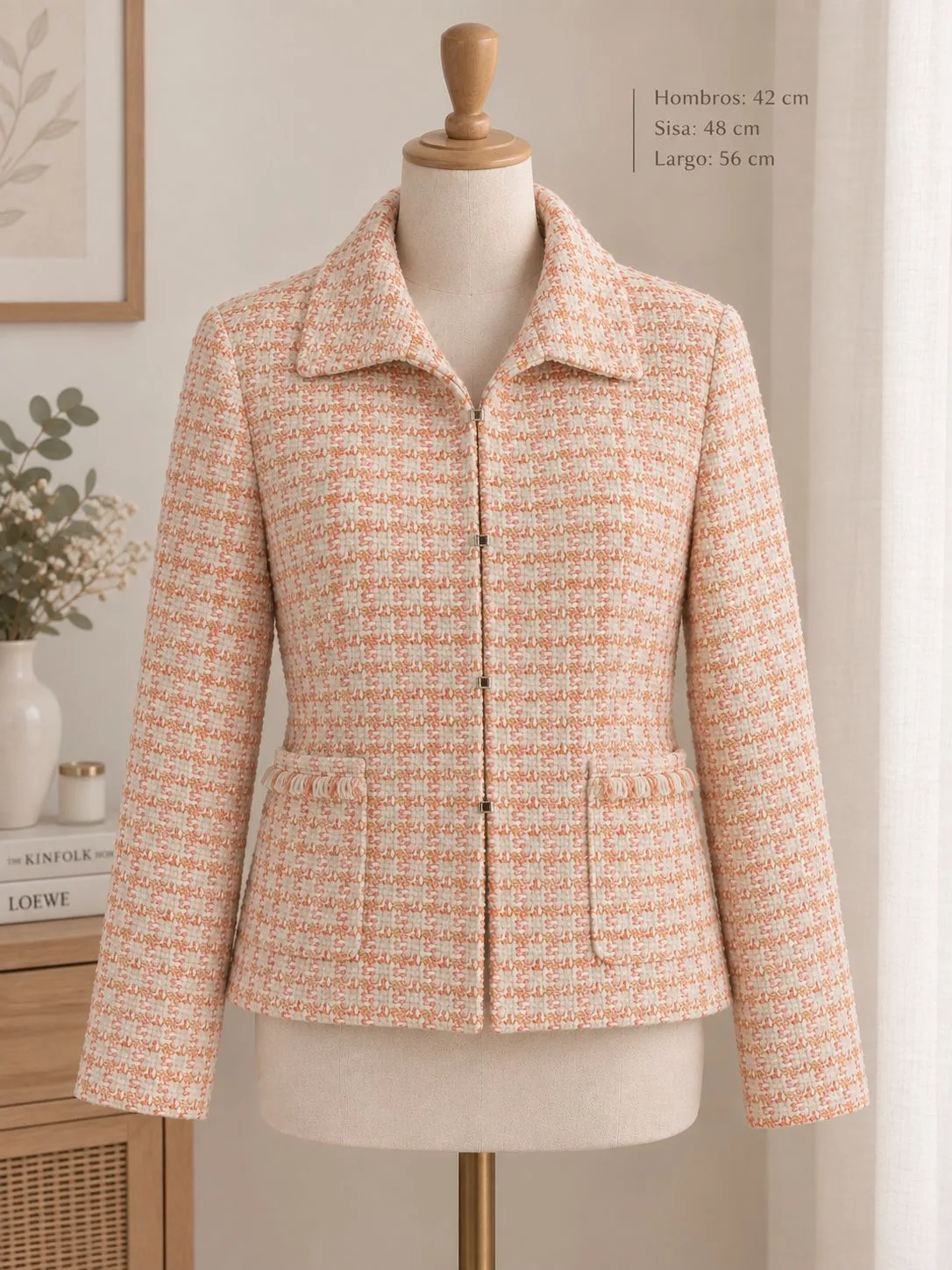 Chaqueta tweed estilo Chanel colores pastel, talla M 1